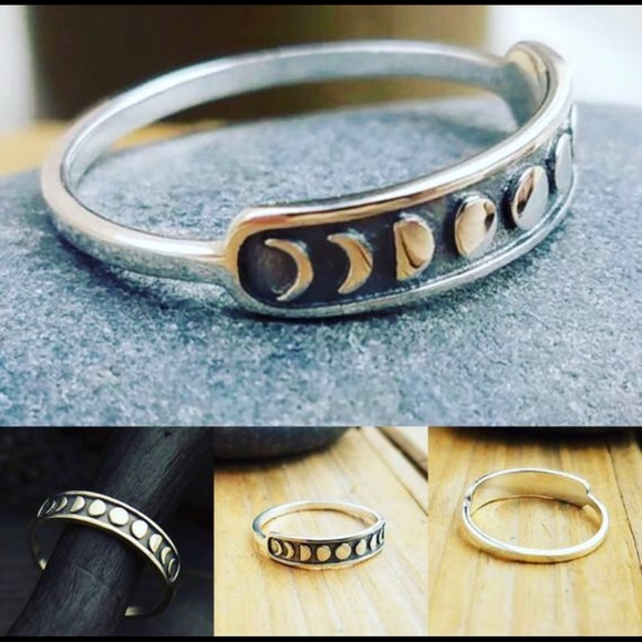 Sterling 925 Silver Moon Phase Ring New Age Witch - Picture 2 of 6